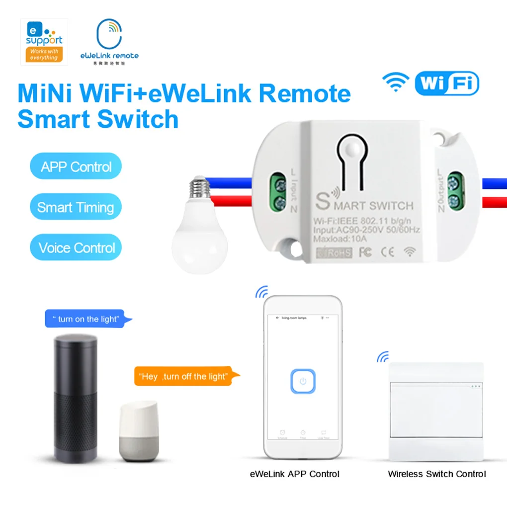 

Умный мини-выключатель EWeLink с поддержкой Wi-Fi, Bluetooth и 2,4 ГГц