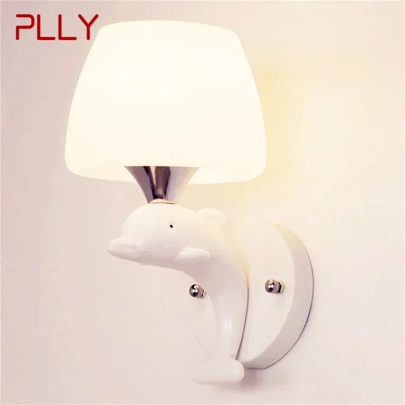 

PLLY Wall Lights Modern LED Lamps Creative Cartoon Indoor Two Heads White Dolphin For Home Children