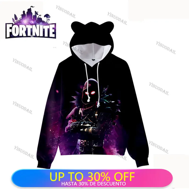 

Shooting Game fortnite Cartoon Jacket Tops Teen Clothes Hoodies 3D Cat Ear Hoodie Men and Women Harajuku Sweatshirt