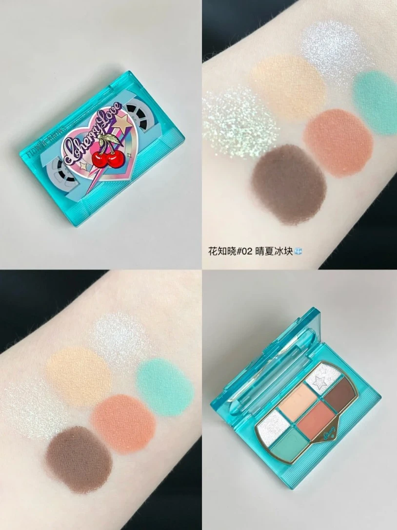 

Flower Know Cherry Party Eye Shadow Plate Matte Thin and Glittering 02 Ice Blue New Product