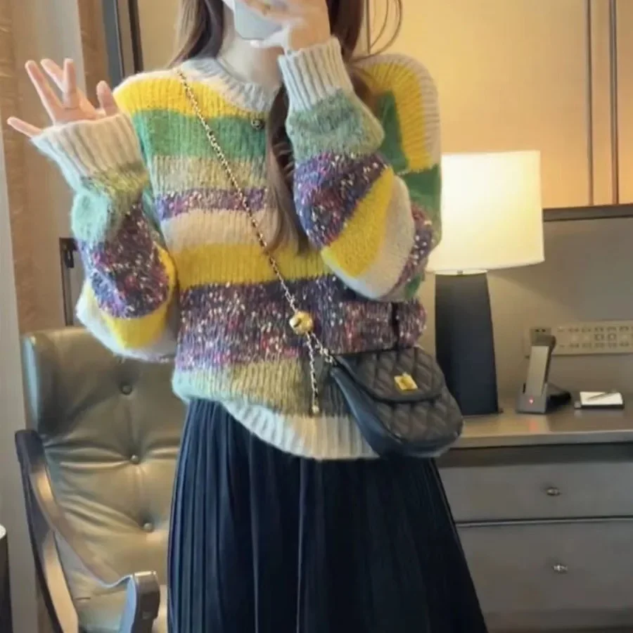 Осень-зима дизайн сращивание цветных физиологических полосок свободная