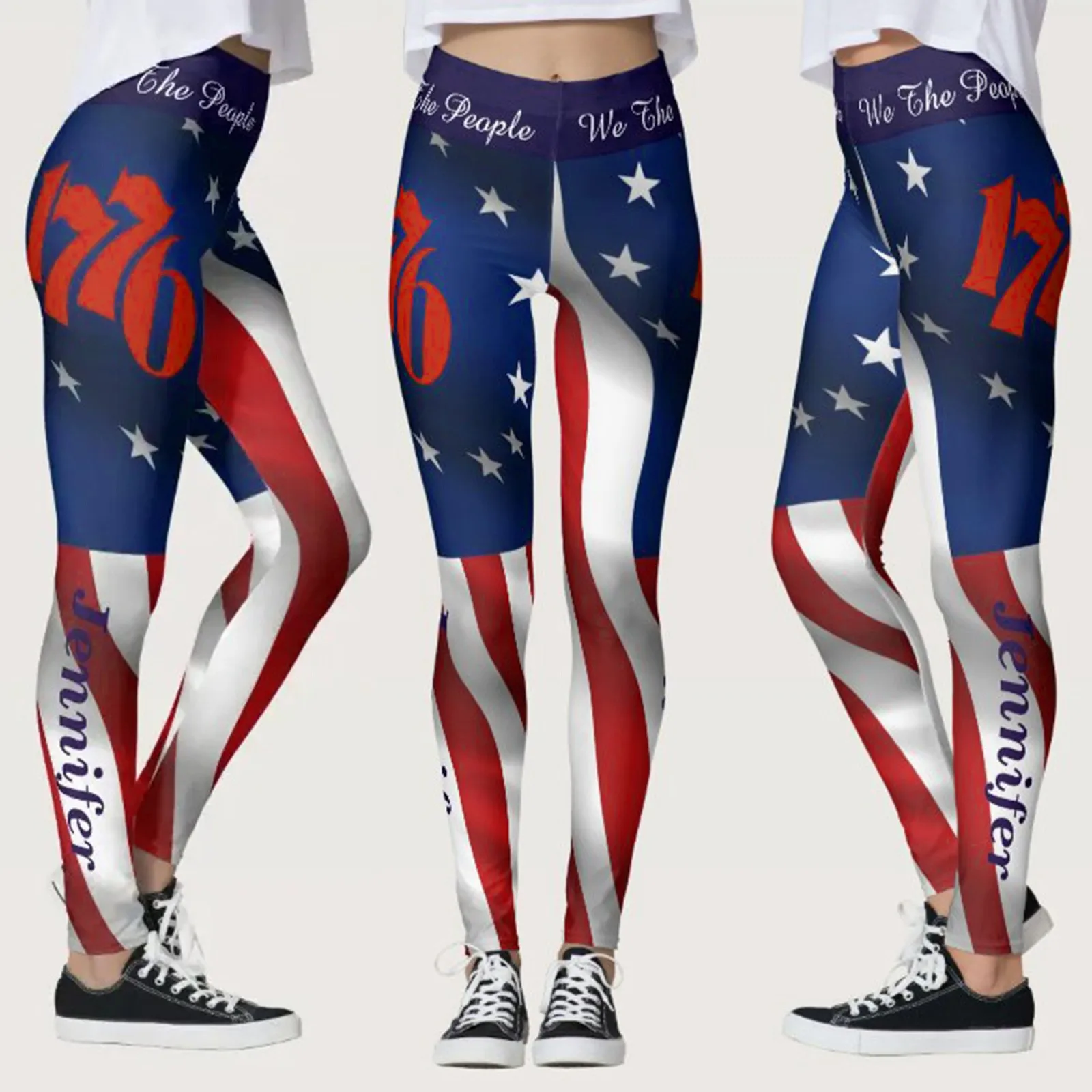 

Running Color American Custom Flag Pants Leggings USA Women For Yoga Patriotic Yoga Pants