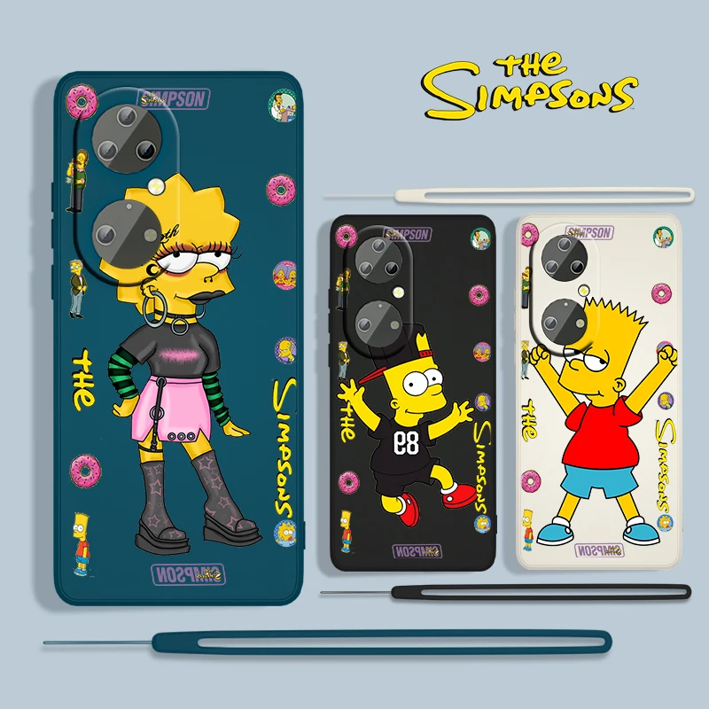 

The Simpsons Cool For Huawei P50 P40 P30 P20 P Smart Z Pro Plus 2019 2021 5G TPU Liquid Rope Phone Case Fundas Coque Capa Cover