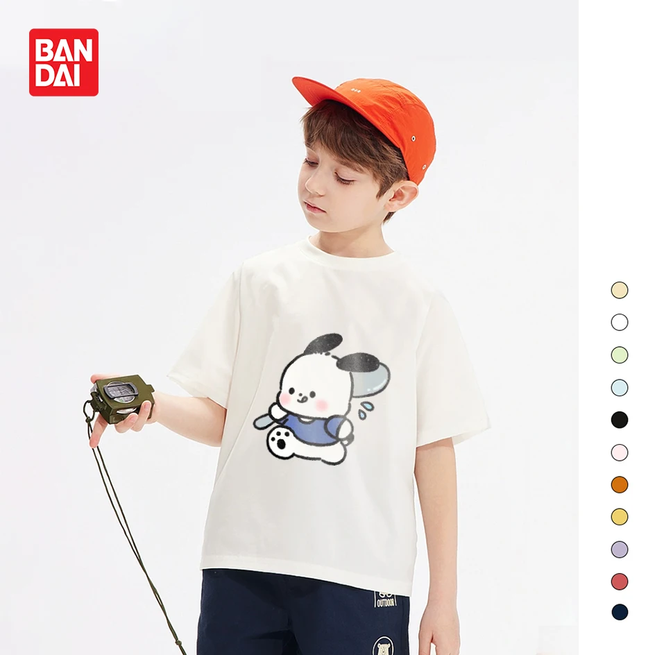 

Bandai Pochacco Cute Cartoon Anime Print T-shirt Boys and Girls Parent-child Outfit Summer Casual Loose All-match Tops