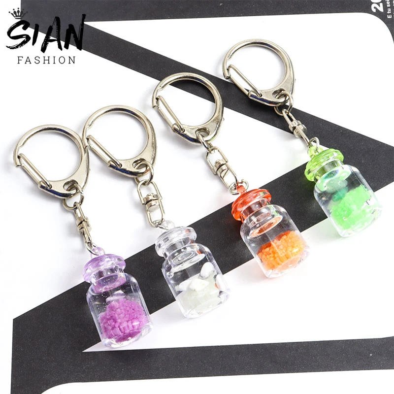 

Luminous Glass Bottles Keychains Pendant Holder Handmade Wishing Bottle Key Chains Keyrings for Keys Bag Creative Jewelry Gift