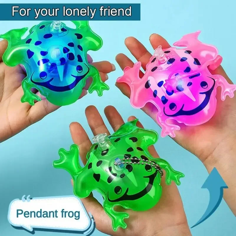

Inflatable Mini Frog Balloon Toys 11x6x12cm Pendant Decompression Bounce Light Up Baby Frog Toy Strengthen Hand Exercise Toys