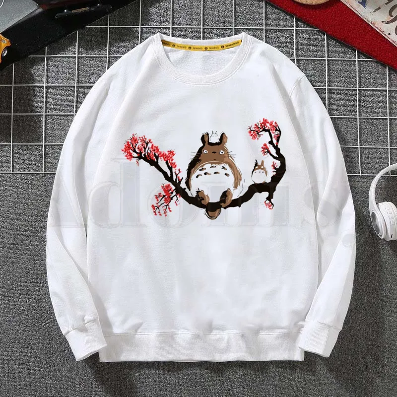 

Totoro Studio Ghibli Kawaii Miyazaki Hayao Anime Hoodies Sweatshirt Print Trend Mens Clothes Hip-Hop Male Crewneck Hoodies Men