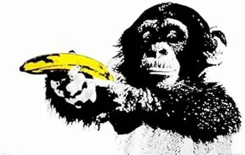 

Fun Monkey Banana Shoot Art Print Poster Tin Sign