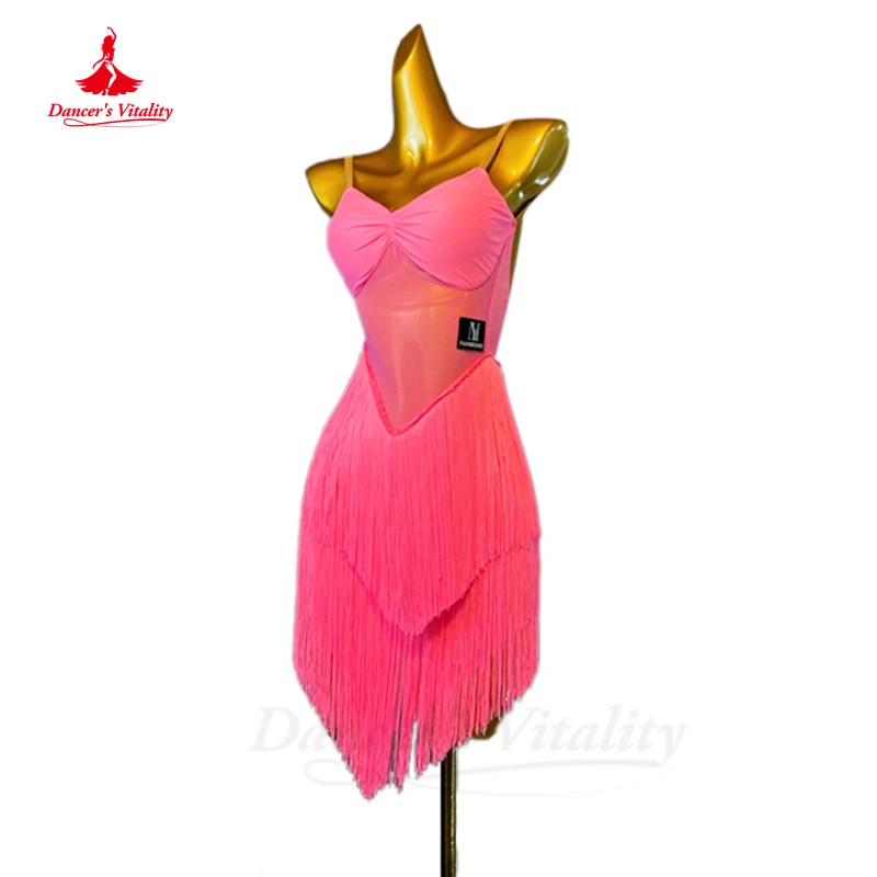 Женское платье для латинских танцев Rumba Chacha Tango, юбка с бахромой, бархатная юбка Tassek, костюм для латинских танцев