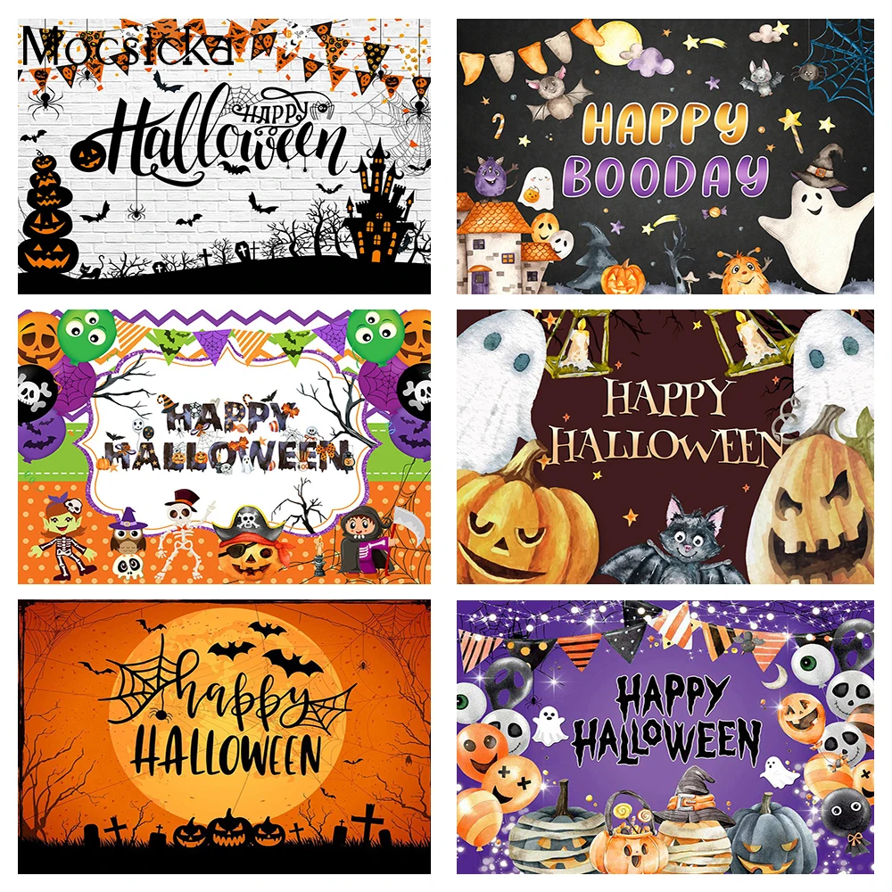 

Фоны для вечерние НКИ на Хэллоуин украшение фоны для трюка или лечения тыквы фонарь ранний паук летучая мышь баннер на Хэллоуин поставки