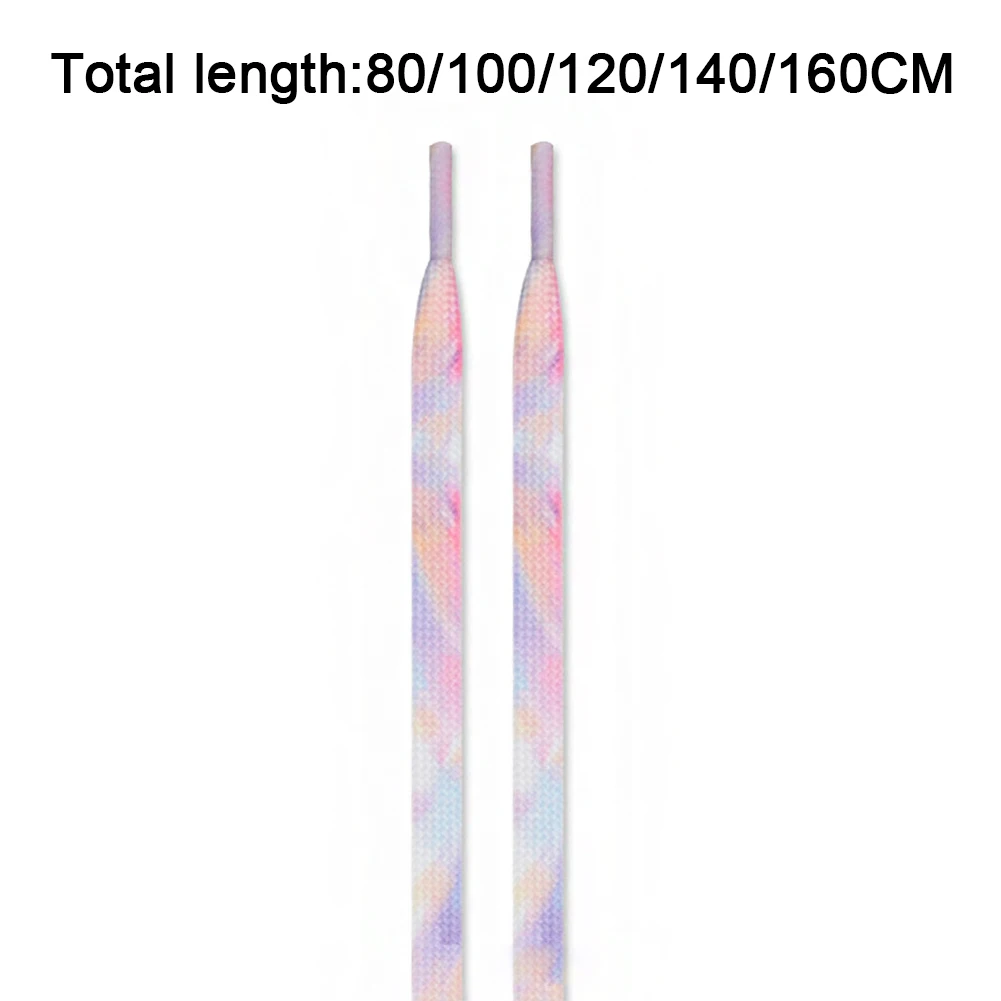 1 Pair Rainbow Shoelace 8mm Tie-dye Shoe Laces For Casual Canvas Shoes Colorful Shoestrings Unisex Flat Boot Laces New