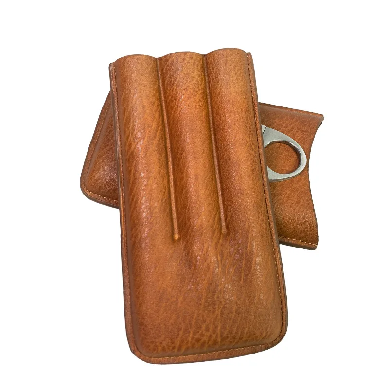 Портативный увлажнитель для сигар из коровьей кожи кедра с резаком дорожный