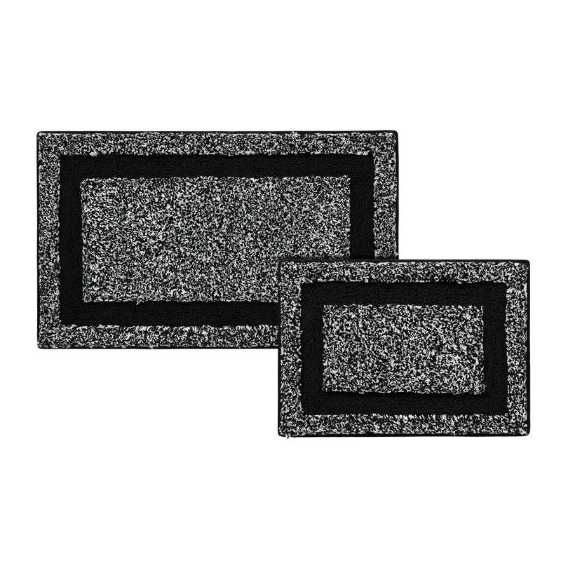 

Hotel 2-Piece Microfiber Bath Rug Set, Black/White