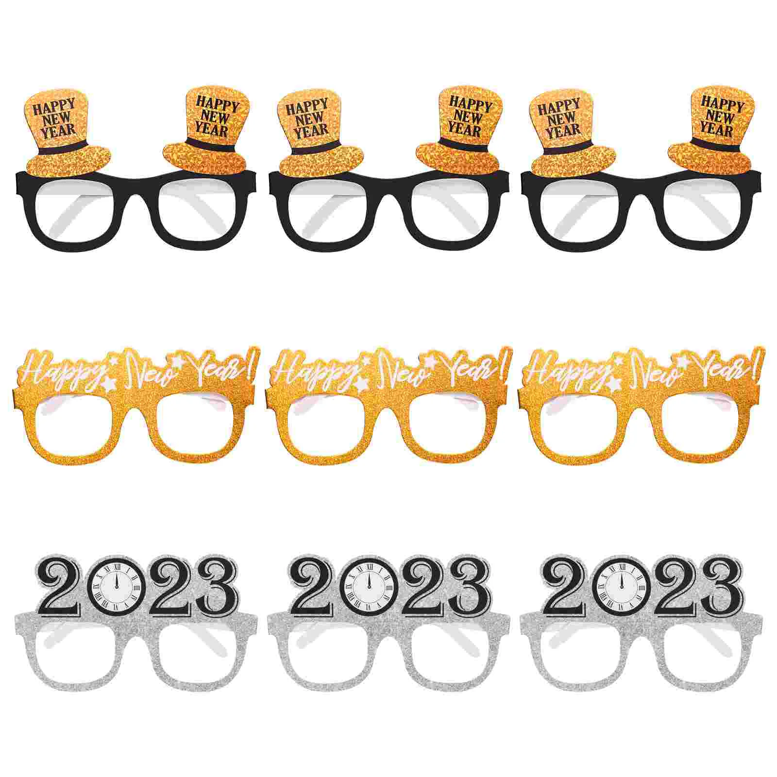 

New 2023 Glasses Year Years Party Eve Eyeglasses Supplies Happy Decorations Headband Favors Props Nye Photo Glitter Frame