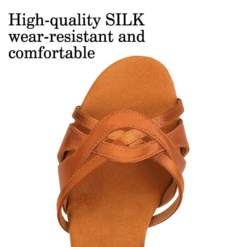 DKZSYIM Women Latin Dance Shoes High Heel Silk Dance Shoes lady New Dance Shoes heeled 5-8.5cm Girls Salsa Ballroom Shoes