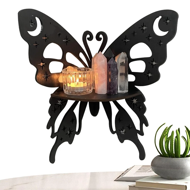 1 шт. полка-бабочка деревянные плавающие полки черная настенная угловая полка