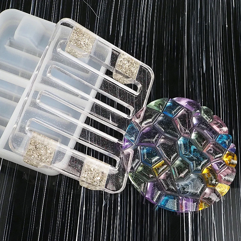 

DIY Crystal Epoxy Mold Wave Diamond Bottom Coaster Round Storage Box Tray Coaster Cover Box Silicone Mold Home Decoration Mould