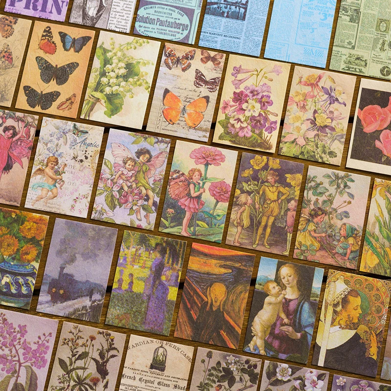 20Packs Wholesale book Terra Paper memories material backing Scrapbook Nostalgic Text Ticket Butterfly Shadow Flower Newspaper