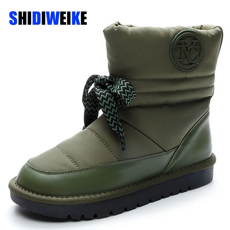 

SDWK Winter Lady Ankle Boots Genuine Cow Leather Platform Shoes For Women Youth Girls Soft Sole Thick Heel Knight Snow Boots