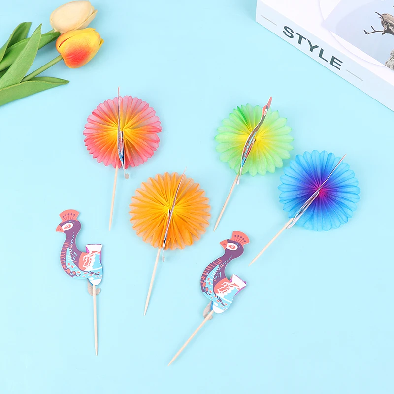 

50Pcs Creative Cocktail Toppers Decorative Fruit Toothpicks Peacock Cocktail Decoration Fruit Stick