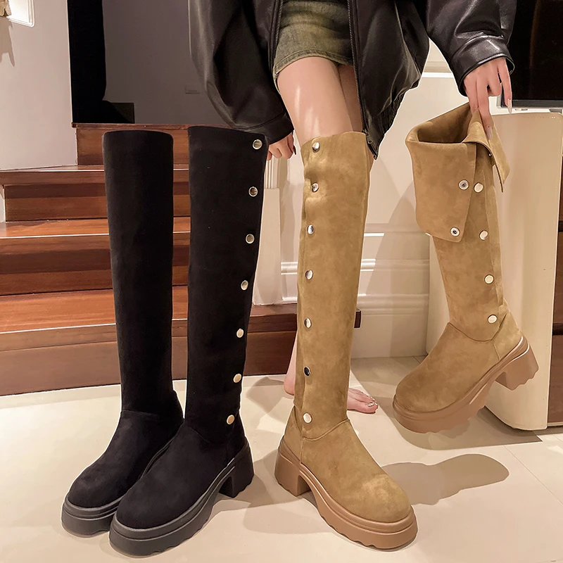 Обувь женские сапоги выше колена женская зимняя обувь осенние 2024 в стиле Лолиты