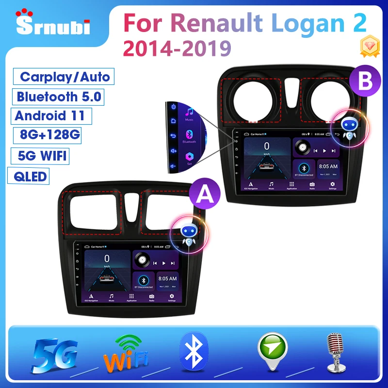 Srnubi Android 11 автомобильный радиоприемник для Renault Logan 2 Sandero 2012-2019 мультимедийный