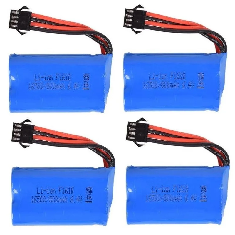 

6.4v 800mAh Li-ion Battery 16500 SM-4P Plug /6.4v USB charger SM-4P For Wltoys 18628 18629 18428 18429 1/18 R/C Car R/C Truck