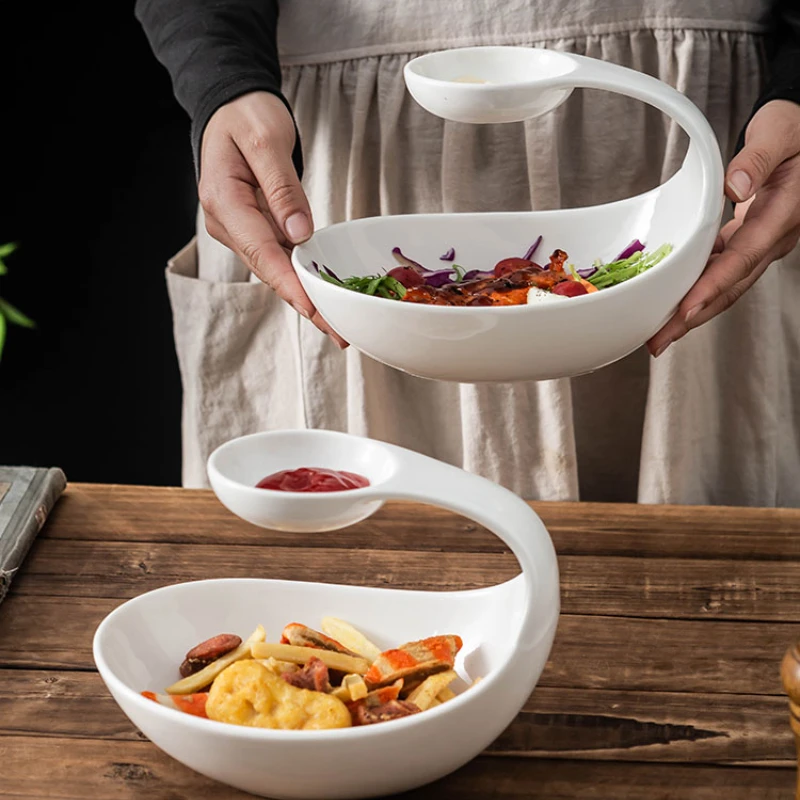 Керамическая белая тарелка для закусок KTV креативная Антибликовая соленых