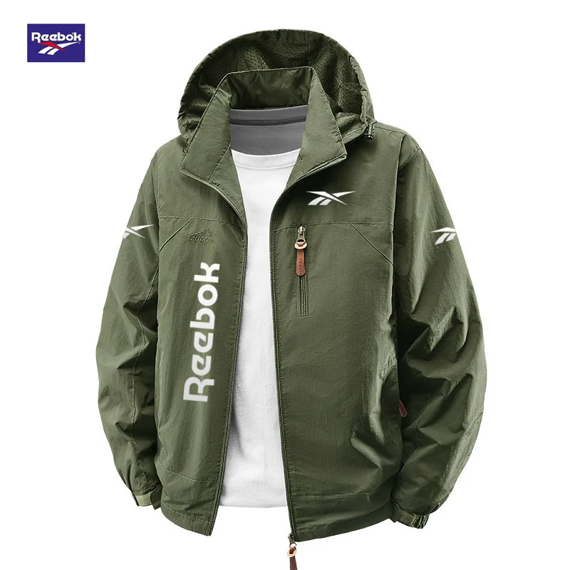 Фото Мужская всепогодная куртка Reebok для весны и осени со съемным капюшоном, подходит для походов, альпинизма и других активностей на открытом воздухе. №5