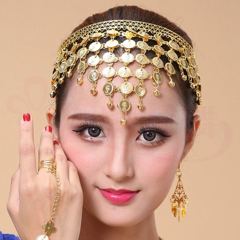 

MOGAKU Classics Women Belly Dance Headbands Indian Gypsy Ethnic Coins Tassels Forehead Headpieces Party Hair Jewelry Accessories