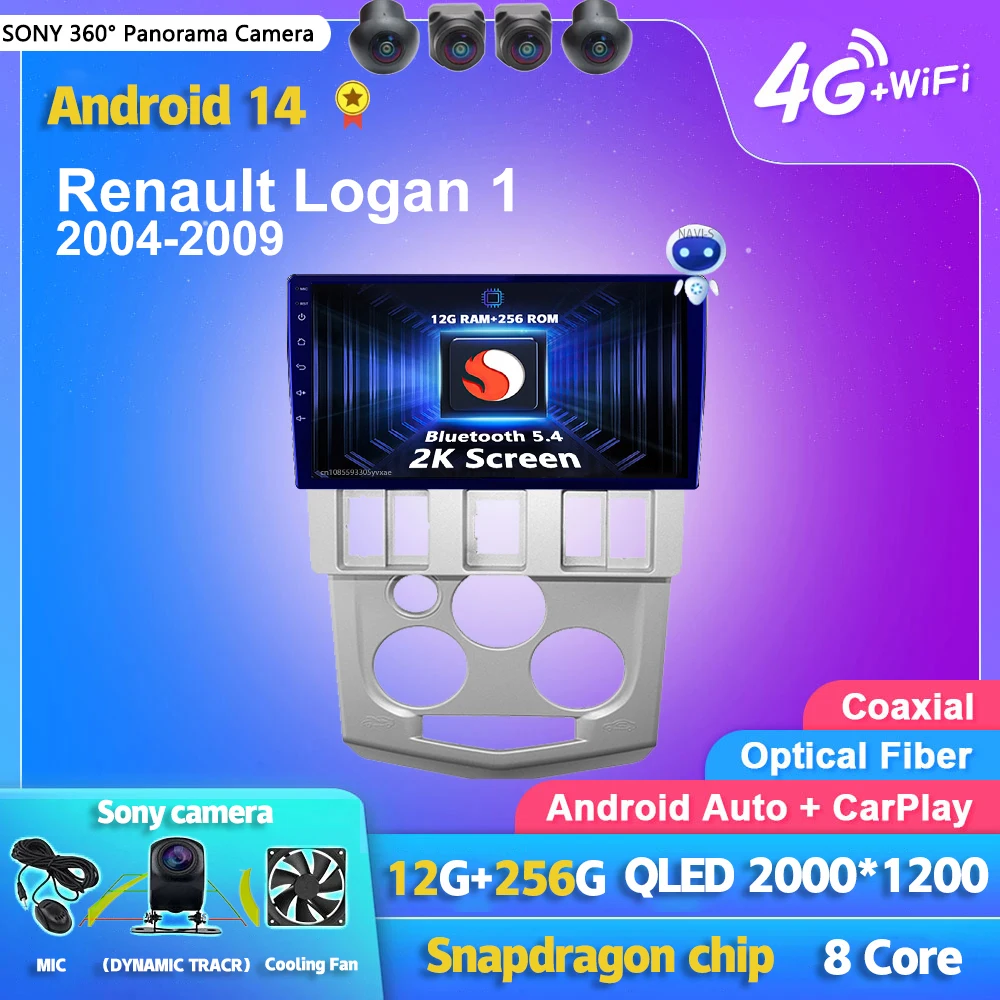 Android 14 Carplay Auto 2K экран автомобильный радиоприемник BT мультимедийный плеер для Renault