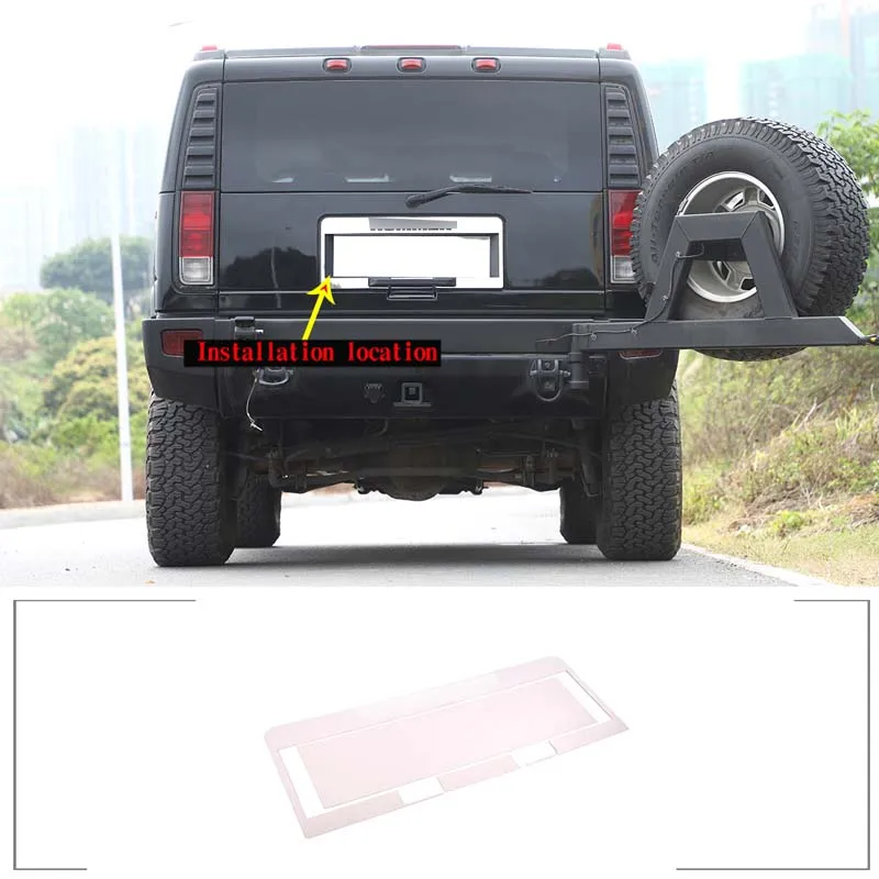 

For 2003-2009 Hummer H2 stainless steel silver car styling tailgate license plate decorative frame sticker exterior accessories