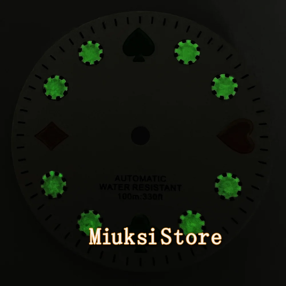 29 мм черный белый зеленый стерильный светящийся циферблат для часов подходит NH35