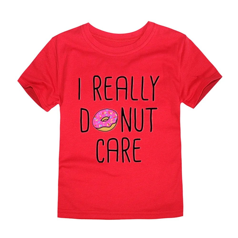 

Летняя одежда для девочек, милая детская одежда, футболки, я действительно не заботится о ребенке, топы с коротким рукавом для девочек и маль...