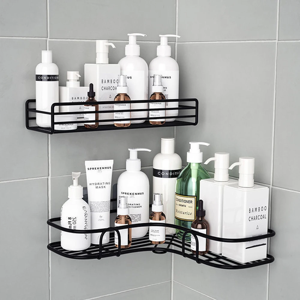 

1PCS Bathroom Shelf Shower Wall Mount Shampoo Storage Holder with Suction Cup No Drilling Kitchen Storage Bathroom Accessories