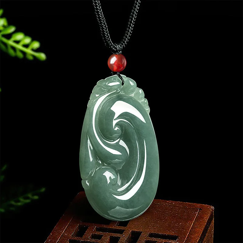 

Burmese Jade Ruyi Pendant Green Jadeite Natural Luxury Necklace Charms Amulets Men Emerald Jewelry Charm Amulet Gemstones