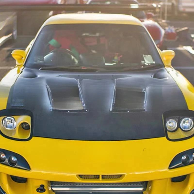 Фото Для RX7 FD3S REGT, капот двигателя в стиле Amemiya, модифицированный из углеродного волокна с множеством вентиляционных отверстий. №2
