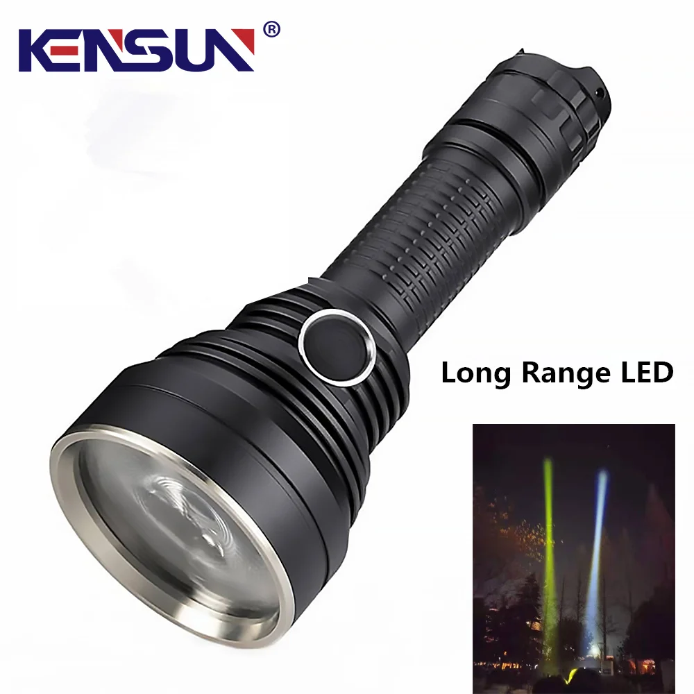 KENSUN High-power Long Range LED Flashlight 21700 Battery USB Charging 2000M All-aluminum Body Rotating Focusing Long Shot Torch