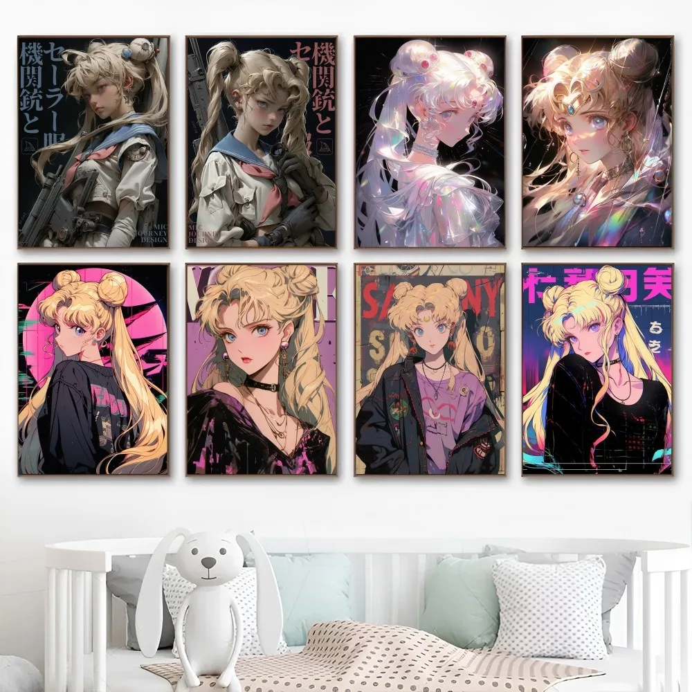 S-sailormoonS девушка аниме постеры липкая белая бумага наклейка DIY комната бар кафе