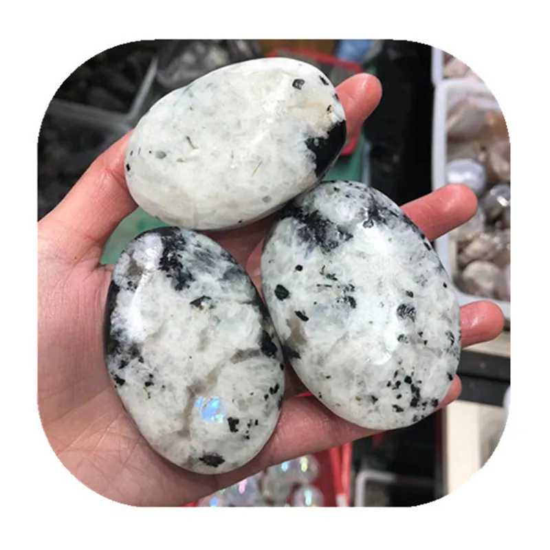 

Natural Rainbow Moonstone Palm Crystal Healing Stones For Decoration