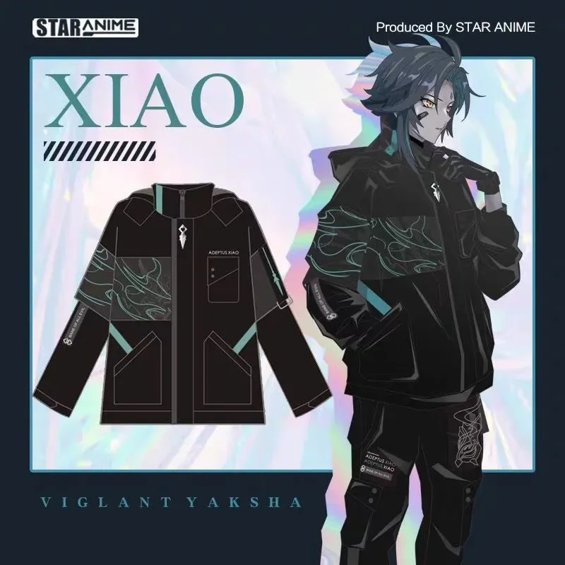 Прохладный Xiao пальто для косплея аниме Genshin Impact Harajuku повседневная толстовка с