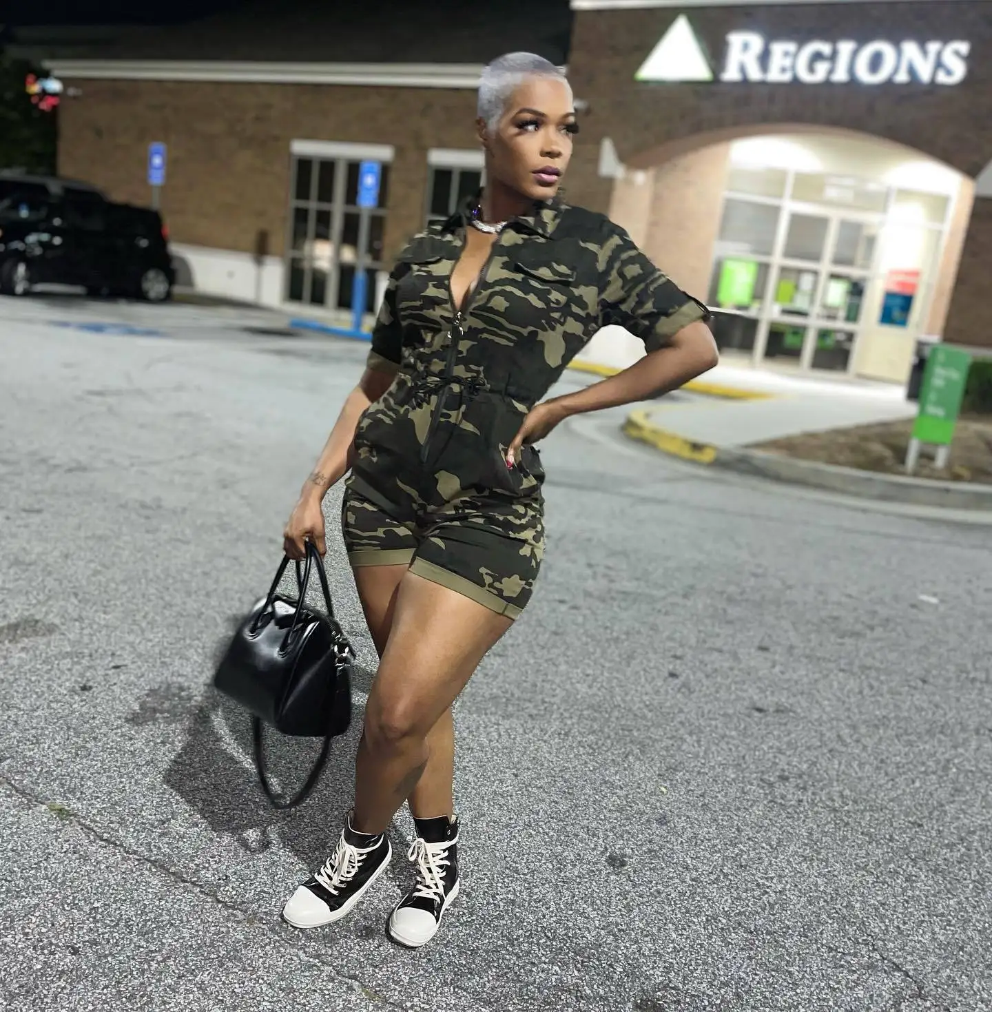 Plus Size Women Zipper Jumpsuit Camo Print V Neck One Piece Cloth Female Short Pants 2023 Summer Fashion Elegant Jumpsuit