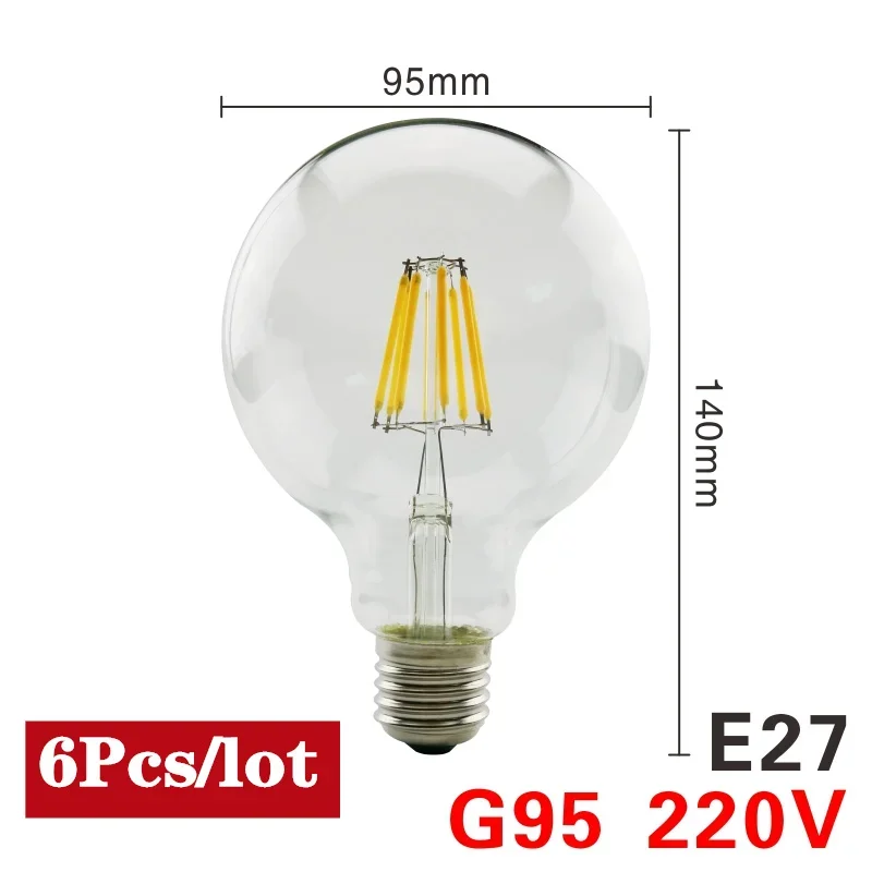 

RXMAX Светодиодные лампы-свечи E14 C35/C35L/G45/A60/ST64/G80/G95/G125 2Вт/4Вт/6Вт/8Вт 6шт