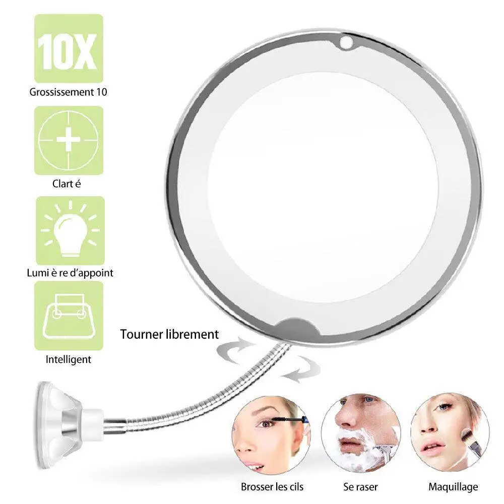 

Usuful Magnifying Rotation Suction Cup Cosmetic Mirror 10X Makeup Mirror Bathroom Mirror Vanity Mirror with LED Light