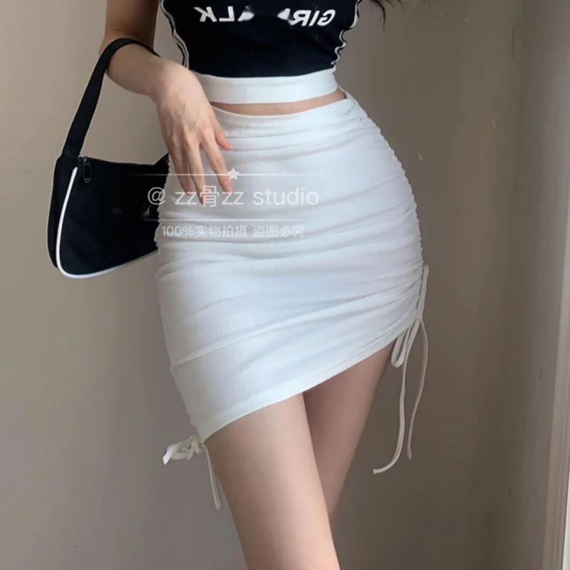 

WOMENGAGA Spring New High Waist Irregular Bandage Elastic Thin Sexy Mini Skirt Skinny Hot Sexy Drawstring Korean Women 243M