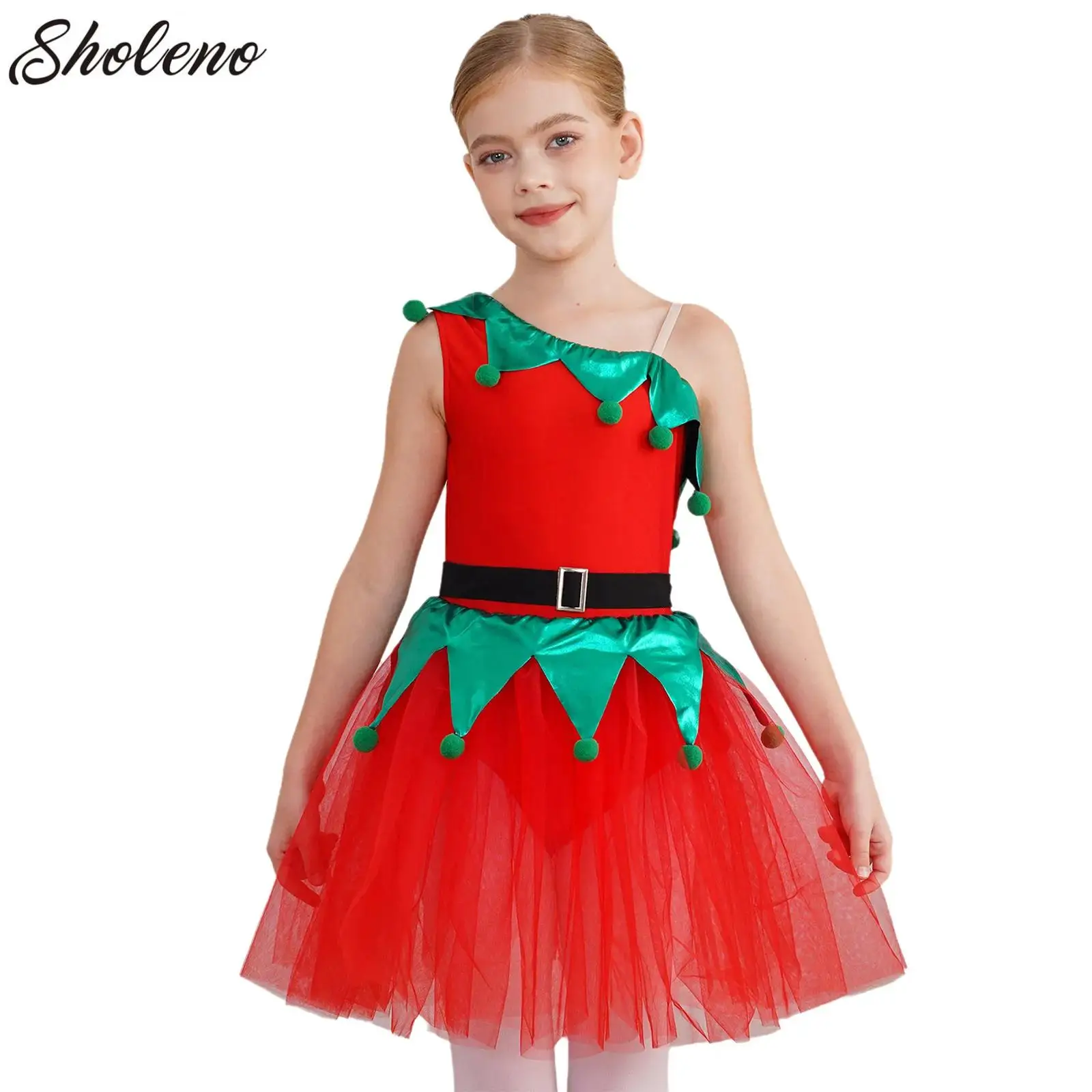 Рождественское платье эльфа для маленьких девочек детский карнавальный костюм