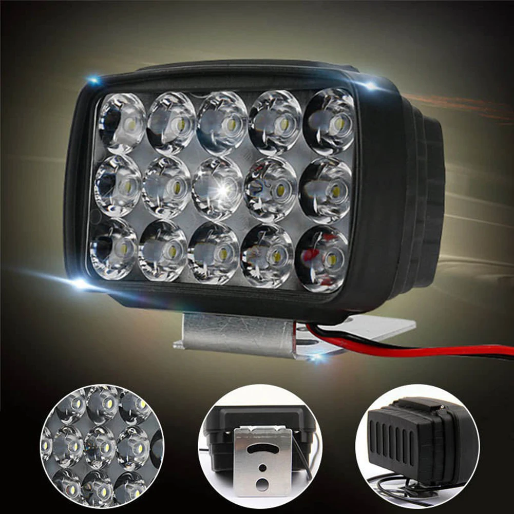 

Motorcycle Headlight 15 LED Driving Spot Light Fog White Motorbike ATV UTV Truck 6000-6500K White 2000LM 9V-85V DC Accessories