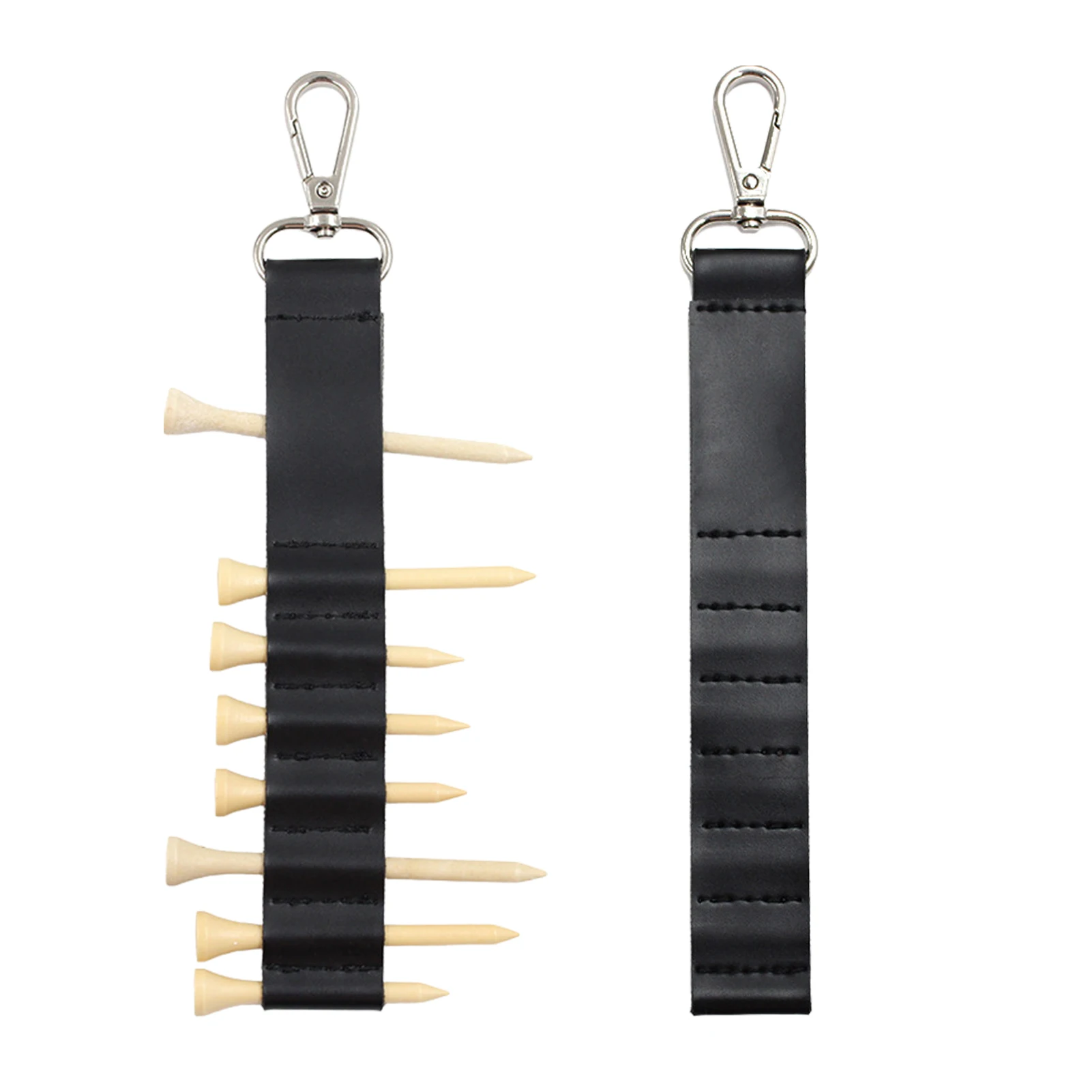 

Black Golf Tee Holder 7 Tee Holes Keychain Golf Tee Putter Golf Accessory PU Leather Golf Tees Holder Easy To Hang Organizer