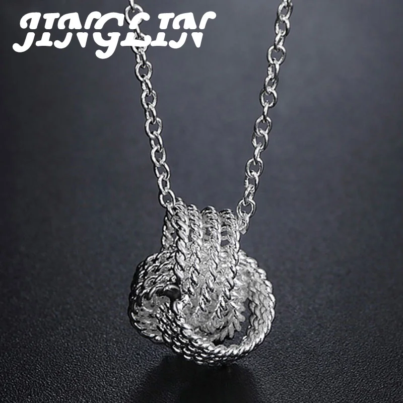 

JINGLIN 925 Sterling Silver 18 Inch Tennis Pendant Necklace For Women Fashion Wedding Engagement Party Charm Jewelry