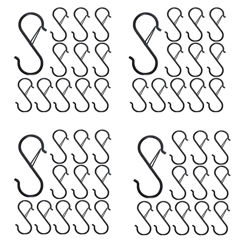 

48PCS S Hooks For Hanging - S Shaped Hooks For Kitchen Utensil And Closet Rod - Black S Hooks For Hanging Plants,Pots